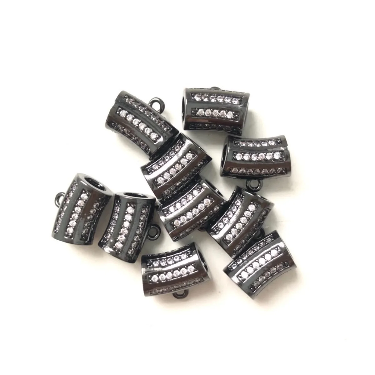 10pcs CZ Pave Curved Bar Bail Spacers Beads for Women Bracelet Necklace Earring Making Gold-Plated Jewelry Accessories Wholesale