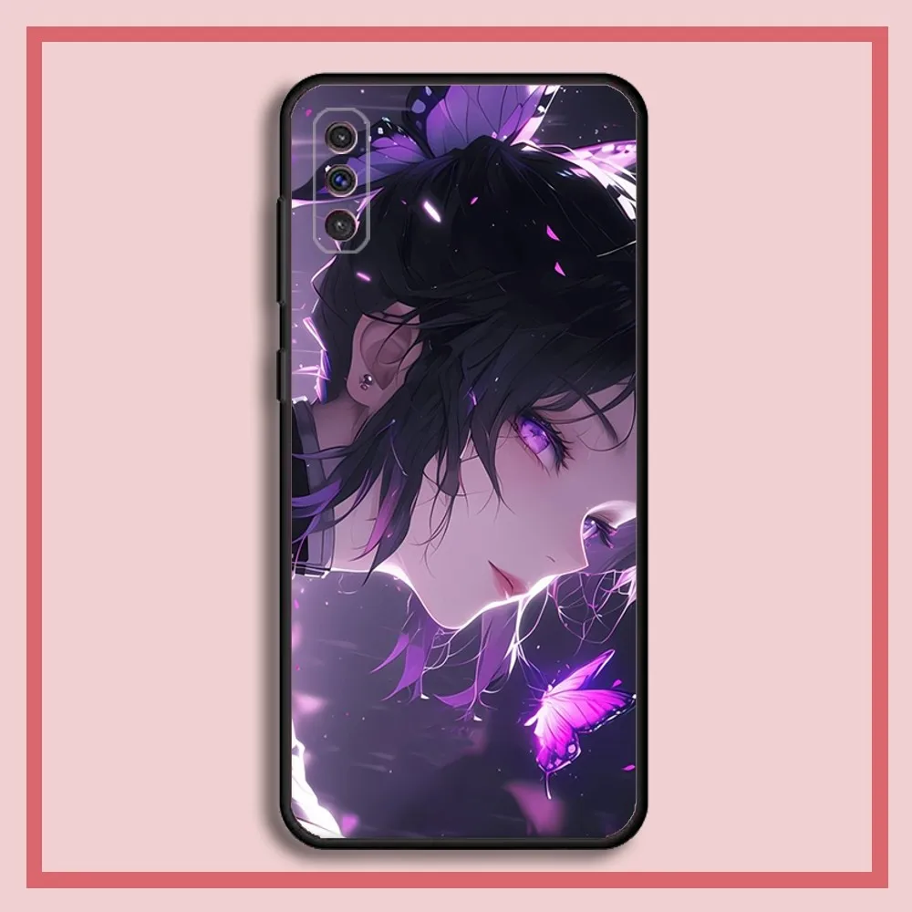 D-DemonS S-Slayer Kochou Shinobu Phone Case For Samsung S23,23,22,30,21,10,9,Note20 Ultra,Lite,Ultra,5G,Plus,FE,Black Soft Case