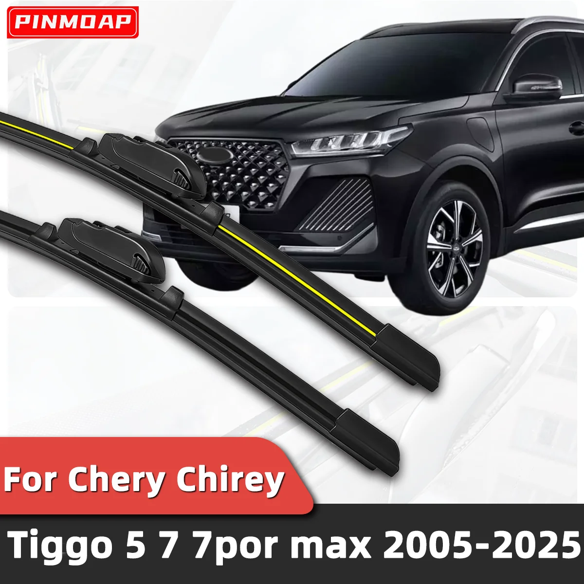 PINMOAP 2 Stück Frontscheibenwischer für Chery Chirey Tiggo 5 7 2005-2025 Auto Windschutzscheibenwischerblatt Autozubehör