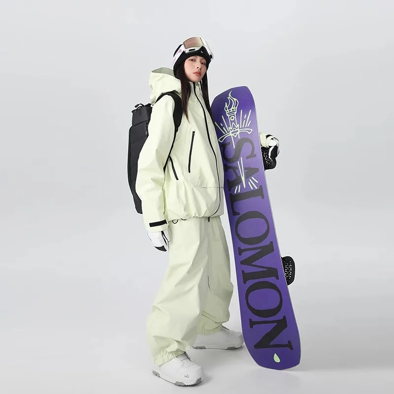 New Outdoor Single Double Board Ski Overalls Loose Wear Resistant Men's Tracksuit Set Waterproof Cold Proof Women's Winter Suits