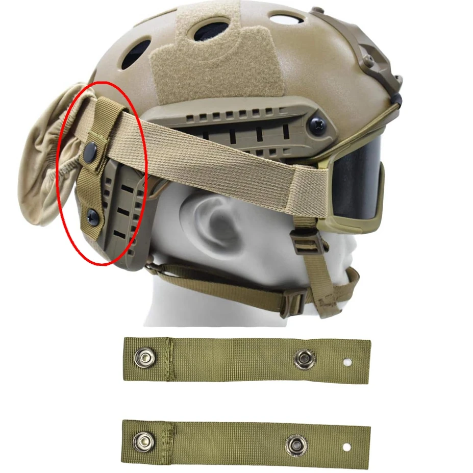 Tactical Goggle Retention Straps for MICH/ACH Helmet, Helmet Goggles Fixing Straps with Snap Buckle