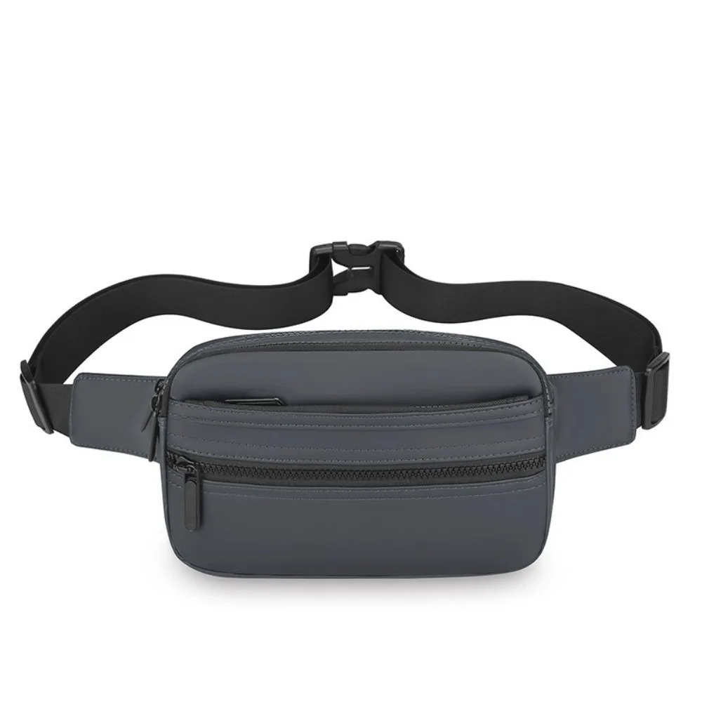 

Portable PU Men's Waist Bag Adjustable Lightweight Crossbdoy Chest Bag Multilayer Multifunctional Running Pouch Belt Outdoor