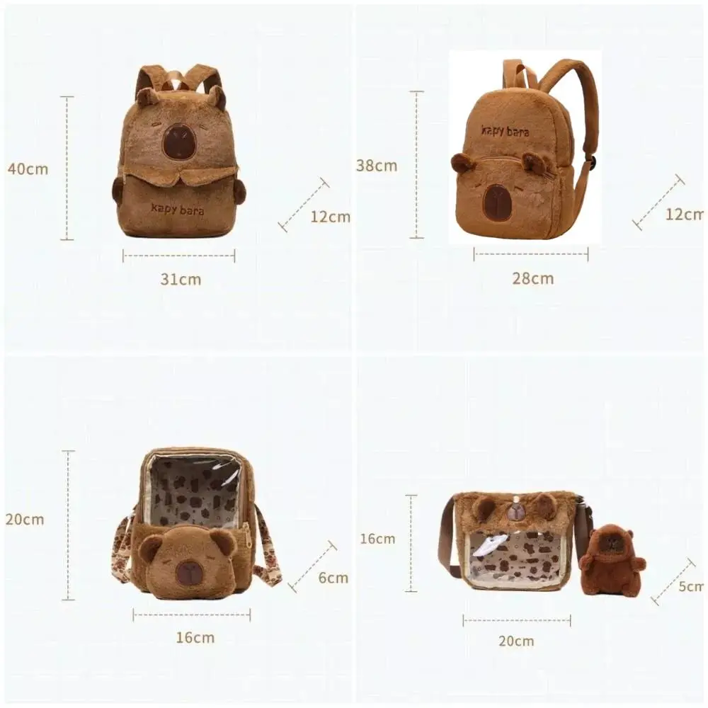 New Cute Shoulder Bag Cartoon Students School Bag Animals Bag Casual Couple Capybara Plush Backpack