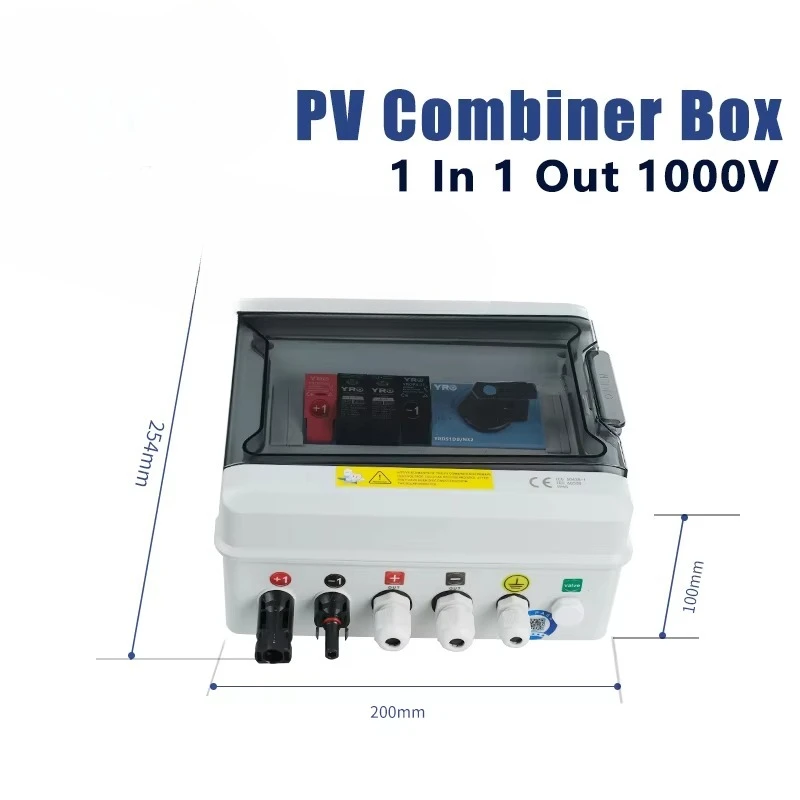 YRO 1 In 1 Out 1000V Solar Combination Safe Key Lock Box AC/DC Pv String Combiner Box Solar Panel Connector Junction Box