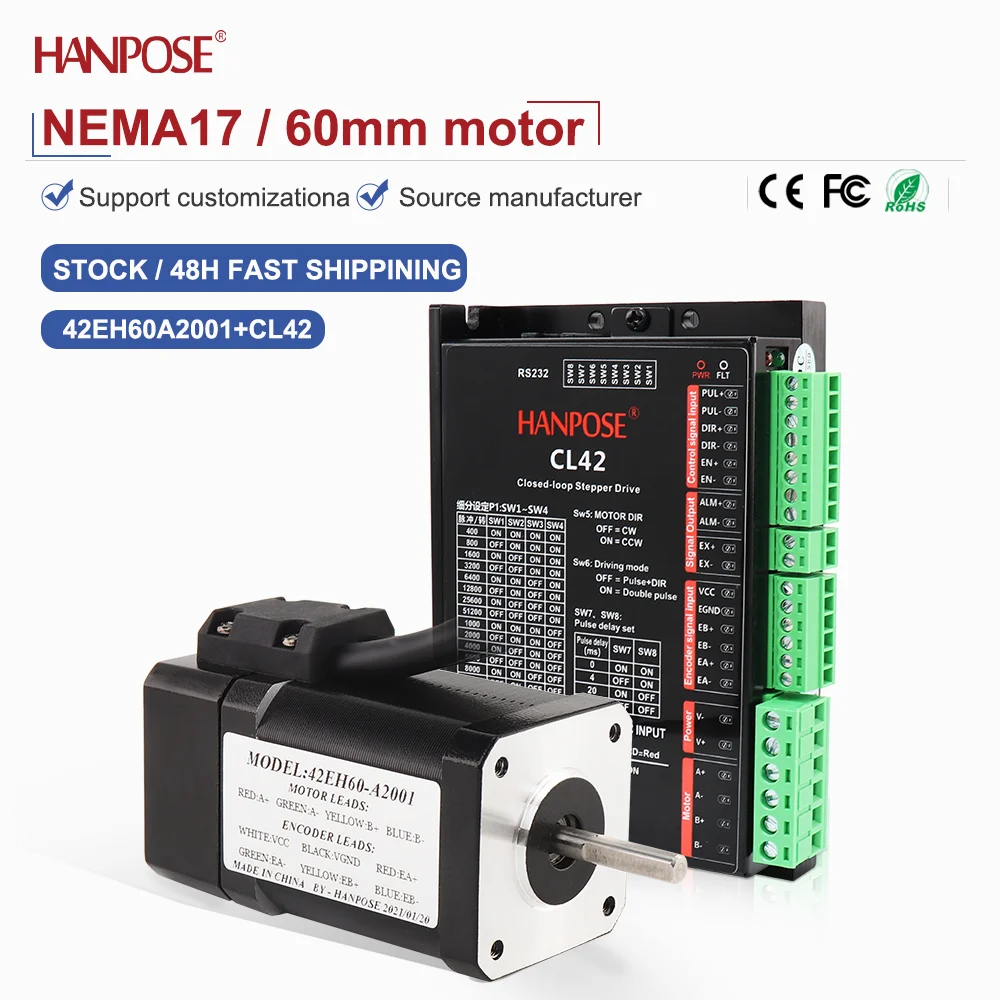 closed-loop stepper motor NEMA17 42EH60A2001+CL42drive 2.5A 3.0V real-time coordinate reading, no step loss, stable operation