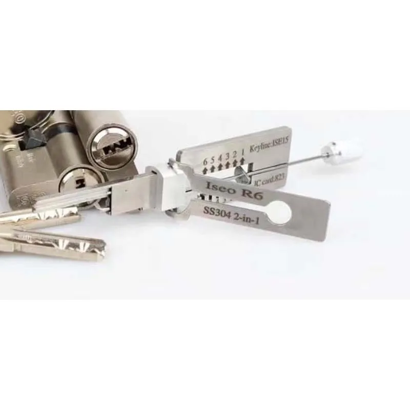

New Arrival SS304 2-IN-1 2 in 1 ISEO R6 Civil House Lock Opener Lock Pick Set Locksmith Tools