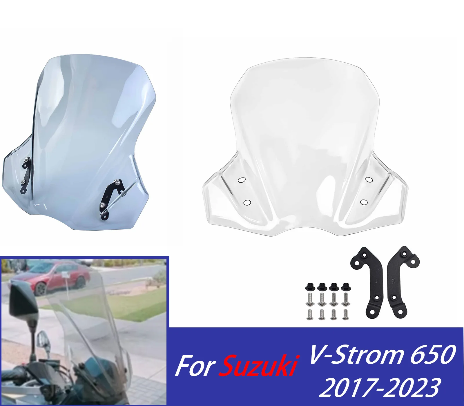 

For V-strom DL 650 Windshield Windscreen For Suzuki Vstrom650 DL650 2017-2023 Wind Shield Screen Motorcycle Air Deflectors