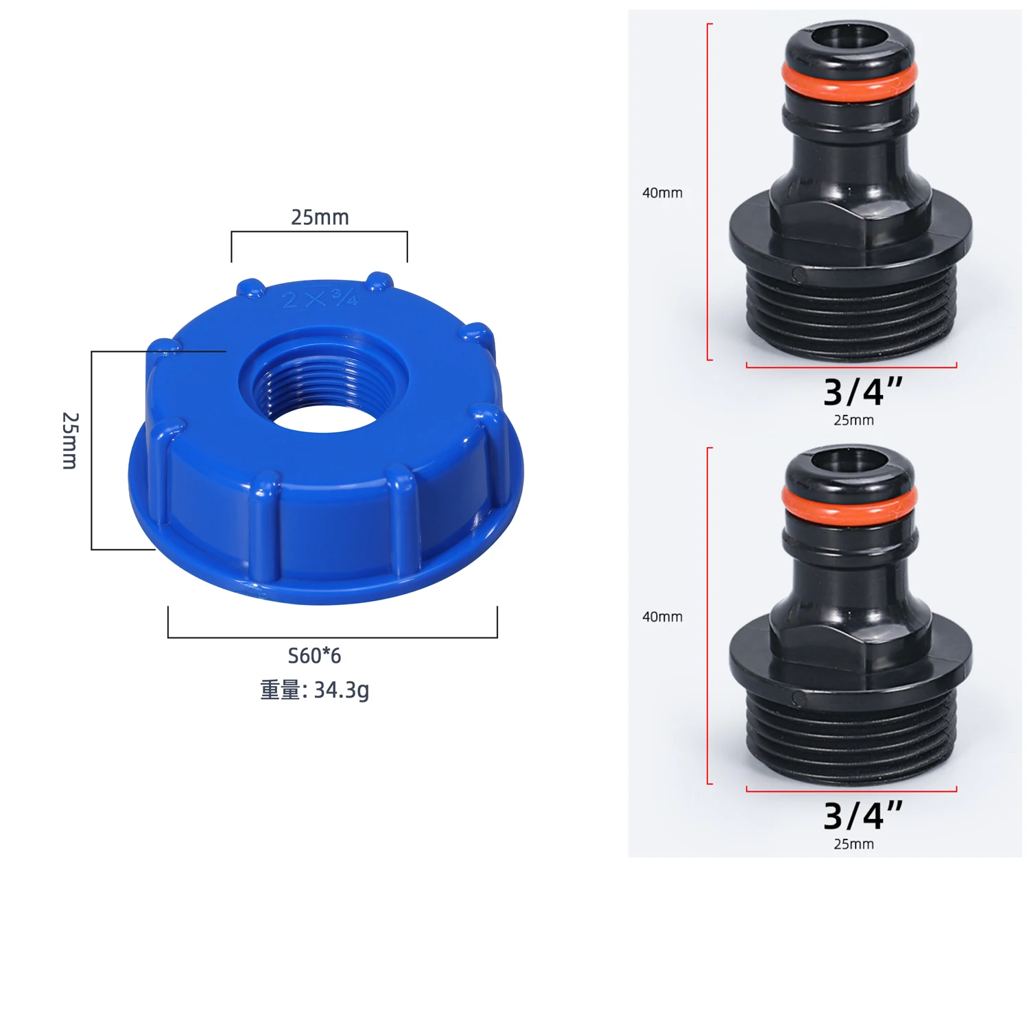 1Set Adattatore di riempimento del serbatoio dell'acqua per roulotte con set di adattatori di controllo della base ad innesto rapido per tappo del carburante IG60 Filettatura grossolana Parti RV