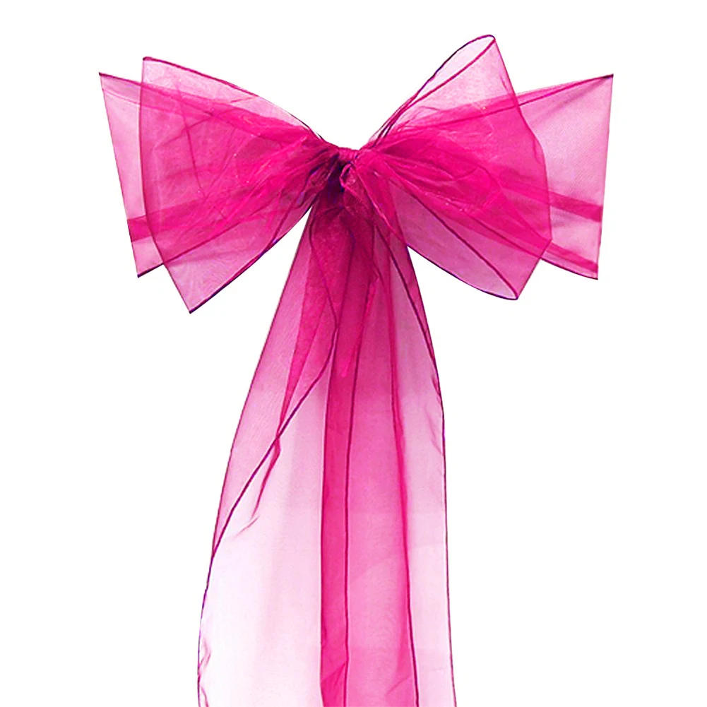 10PCS Imixcity Beautiful Organza Chair Ribbon Bows Sash for Wedding or Banquet Rose