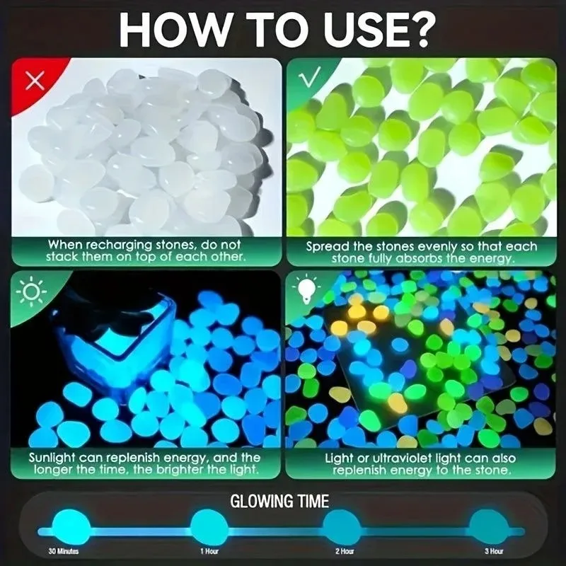 100-500 قطعة حصى حديقة متوهجة يتوهج في الظلام أحجار مضيئة غير سامة قابلة لإعادة الاستخدام لحديقة فناء حوض السمك لتقوم بها بنفسك الديكور #5