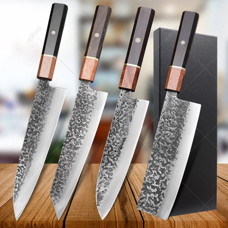 

WXCOO Forging Hammer Pattern Kitchen Knife Chef Japanese Santoku Knife Stainless Steel Sharp Slicing Meat Cleaver Cooking Tools