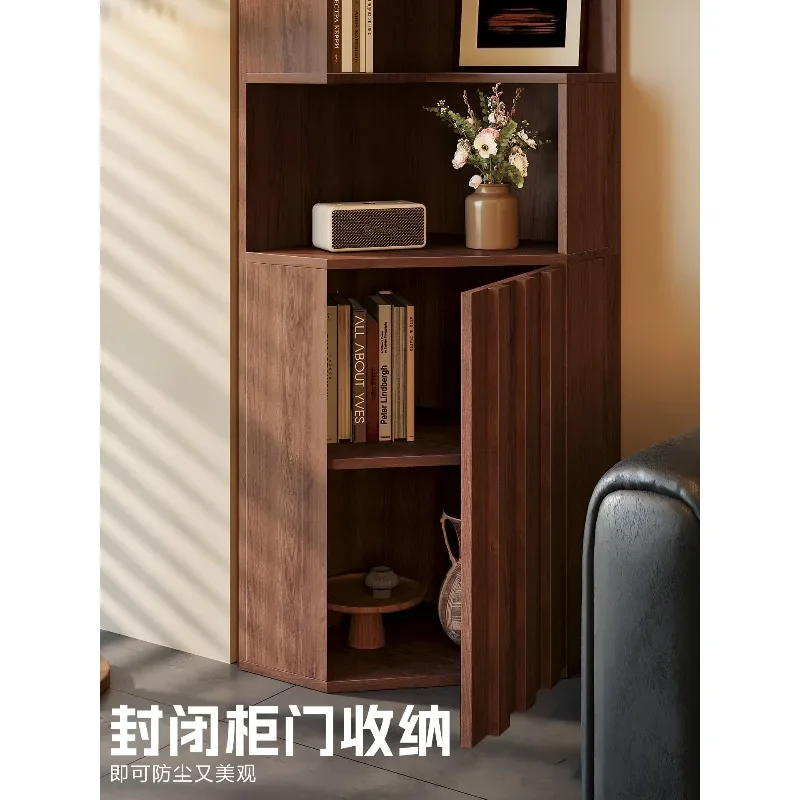 Medieval solid wood corner rack, living room corner bedroom, multi-functional storage bookshelf, household integrated