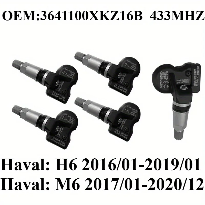 

1/4Pcs OEM#3641100XKZ16B #433MHZ TPMS/TIRE PRESSURE SENSOR Fit For:HAVAL H6(2016/01-2019/01) M6(2017/01-2020/12)