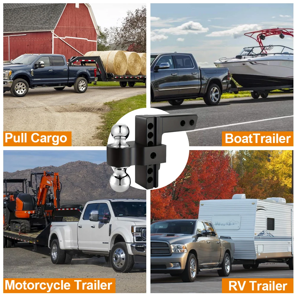 

Adjustable Trailer Hitch Ball Mount Fits 2-Inch Receiver 12000lbs 2 & 2-5/16 Inch Dual Ball Truck Hitch with Pins and Lock