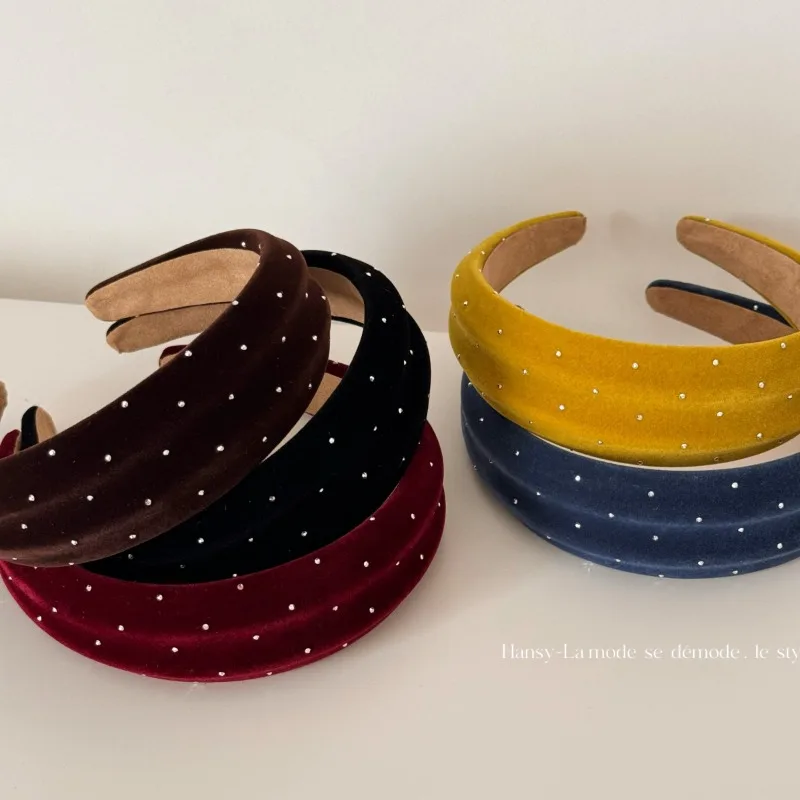 Расширенный вогнутый и выпуклый циганский обруч для волос во французском стиле ретро, однотонная повязка на голову из флокированной губки, усовершенствованные аксессуары для волос Расширенный вогнутый и выпуклый циганский обруч для волос во французском стиле ретро, однотонная повязка на голову из флокированной губки, усовершенствованные аксессуары для волос