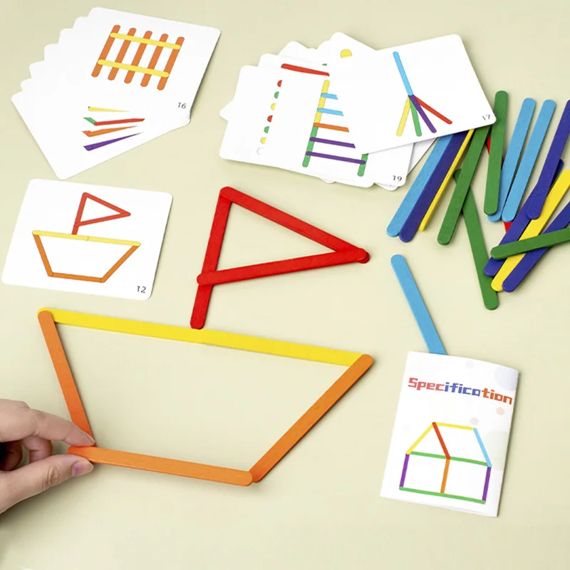 Arcoíris Stick Thinking Puzzle Challenge juegos de mesa para niños, juguete educativo Montessori