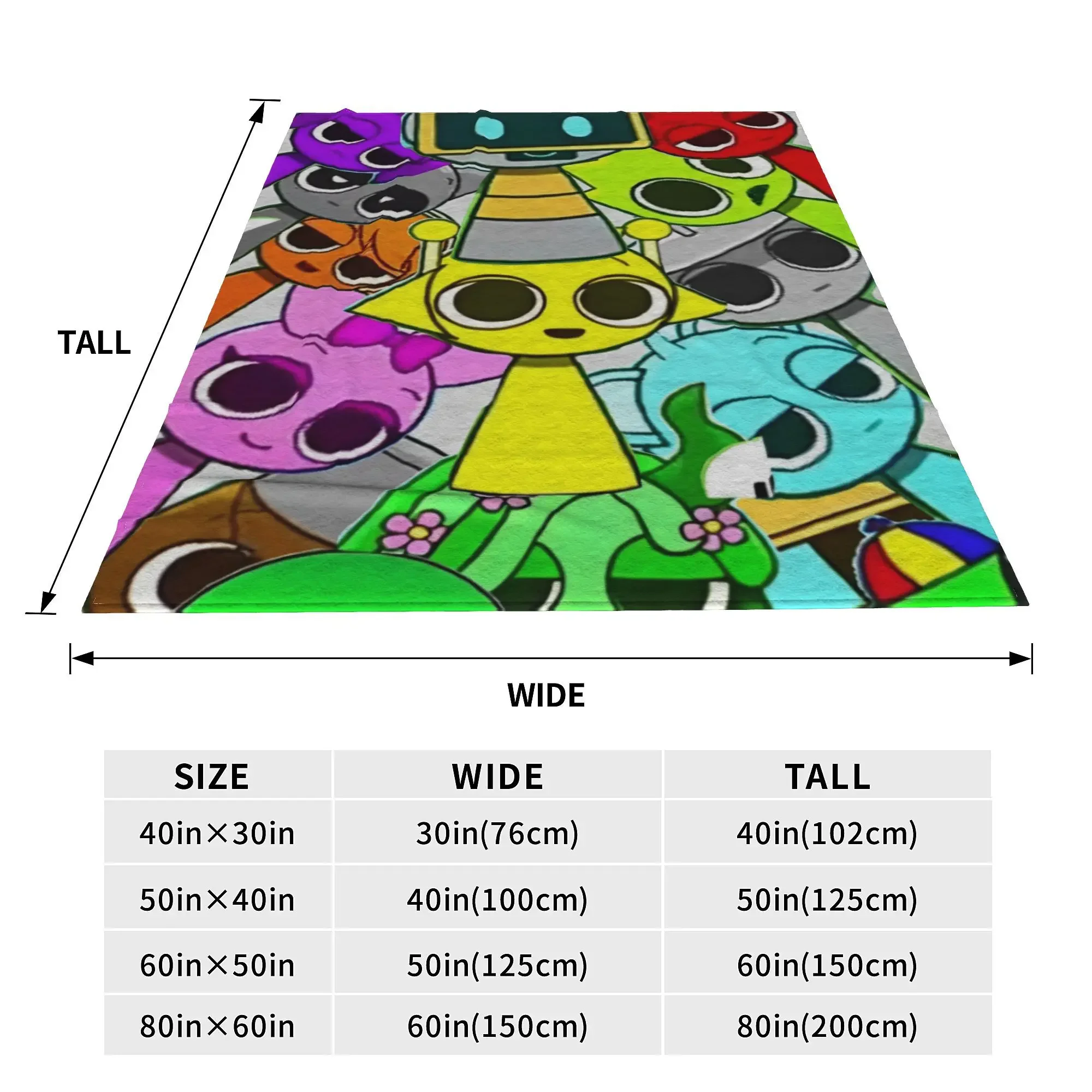 Sprunki Incredibox Game Throw Blanket for Couch  Soft Fuzzy Plush Blanket 50x60 Inch Multiple Sizes Bedspreads for All Seasons