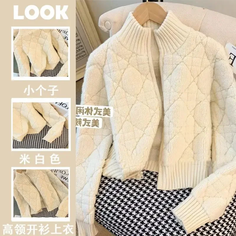 2024New Little Fellow Autumn and Winter Women's Dress Xiaoxiang Turtleneck Sweater Coat Fashion Warm Female Soft Korean Fashion