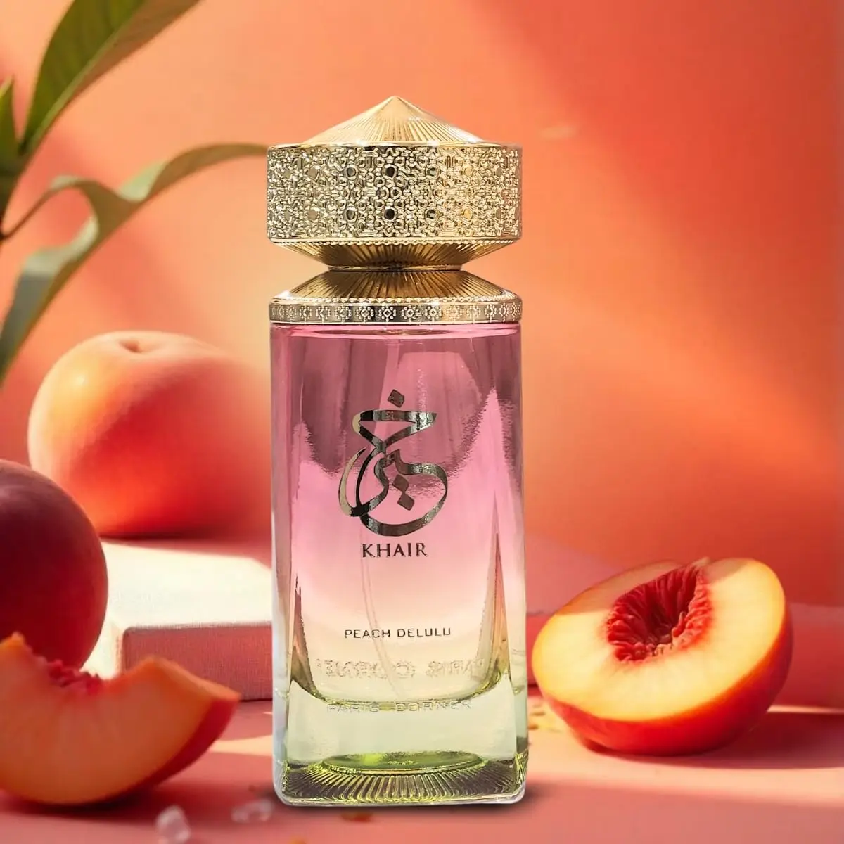 Khair Peach Delulu Eau De Parfum Paris Corner voor dames 3.4 Fl Oz verfijnd Gourmand-parfum met aantekeningen van perzik
