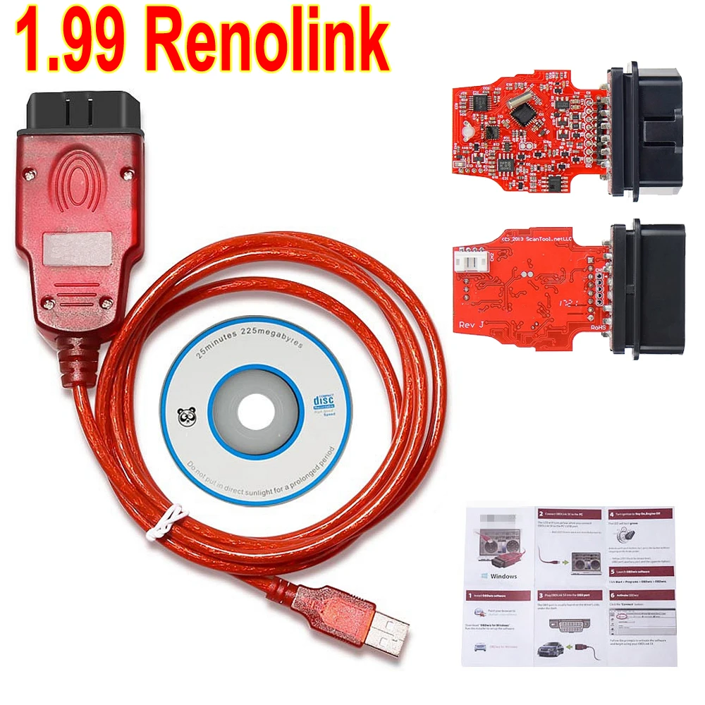 Best Renolink V1.99 For Renault OBD2 ECU Programmer Reno Link 1.99 USB Diagnostic Cable For Renault Key Coding/Airbag