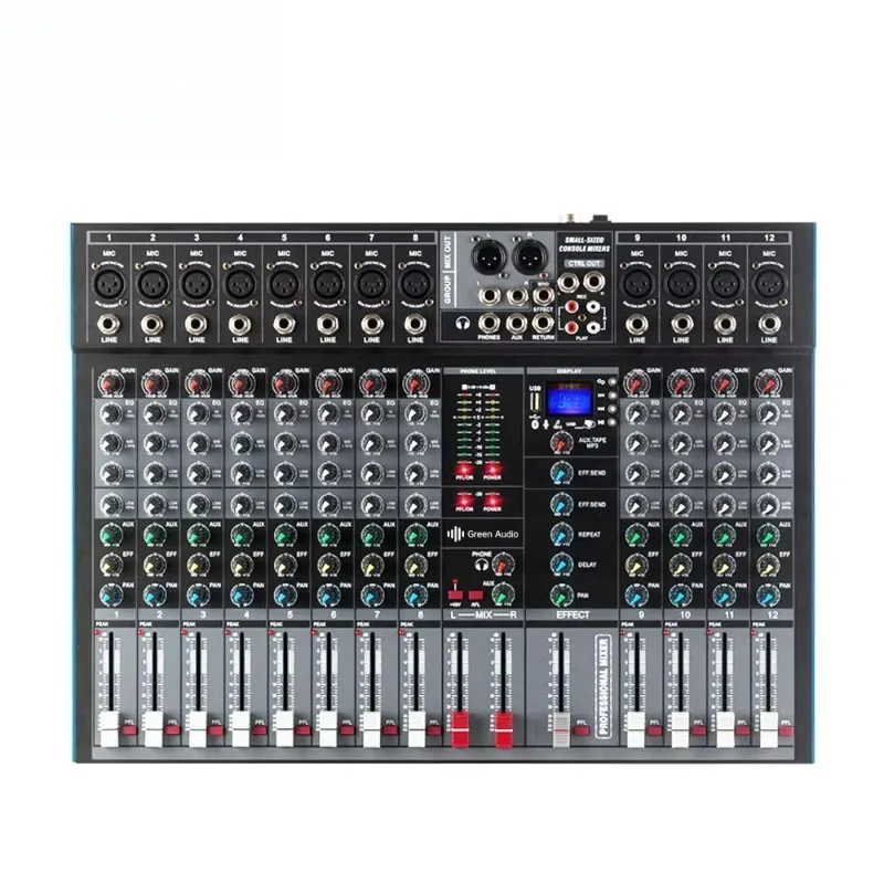 GAX-ET12 Professional 12 Channel Mixer Single Group Output BT With Effect Reverb for Stage Wedding Performance