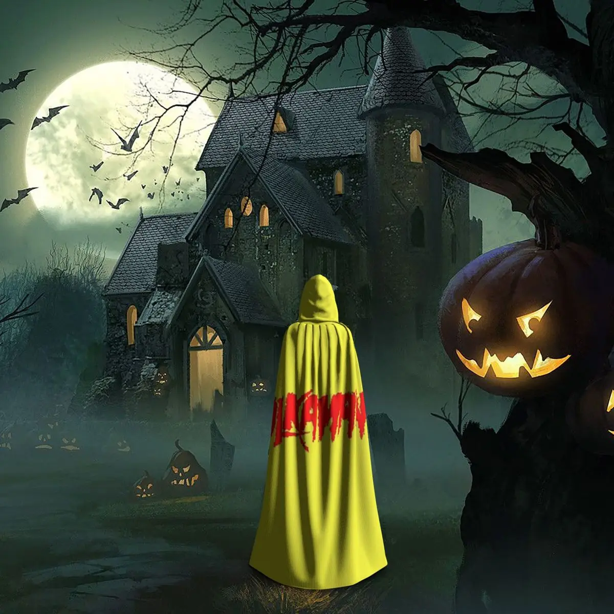 هالك هوجان هالكامانيا عباءة طويلة مقنعين الساحرة القرون الوسطى زي تأثيري كيب هالوين معطف الكبار للجنسين