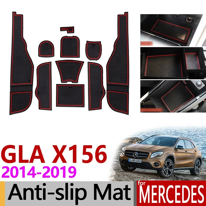 Anti-Slip Gate Slot Rubber Mat for Mercedes Benz GLA X156 GLA180 GLA200 GLA220 GLA250 GLA45 200 220 250 200d 220d Accessories