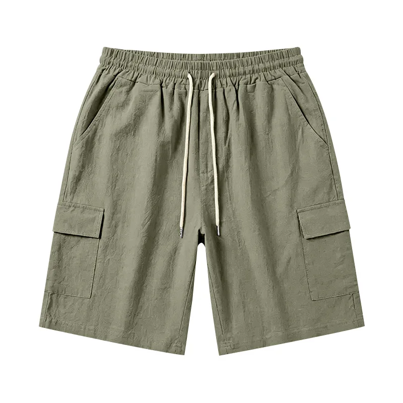 Amerikanische Multi-Pocket-Overalls für Herren, Outdoor-Sport und Freizeit, lockere, einfarbige Leinen-Overalls, Fünf-Punkt-Shorts – Detail 19