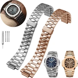 25mm Solid Stainless Steel Watchbands For Patek Philippe NAUTILUS 5711 5726 Men Watch Accessories silver Watch Band