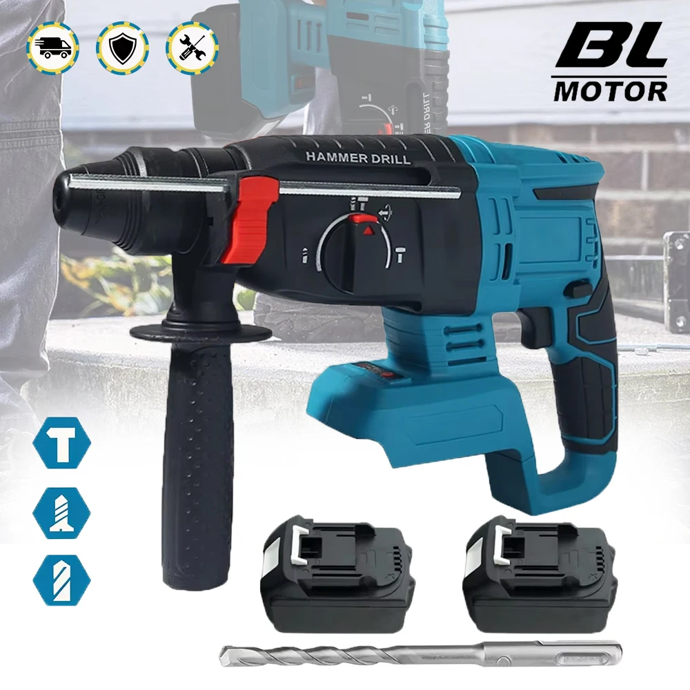Makita – perceuse à percussion électrique sans balais de 26MM, marteau rotatif multifonctionnel sans fil, perceuse à percussion, outil électrique pour batterie 18V
