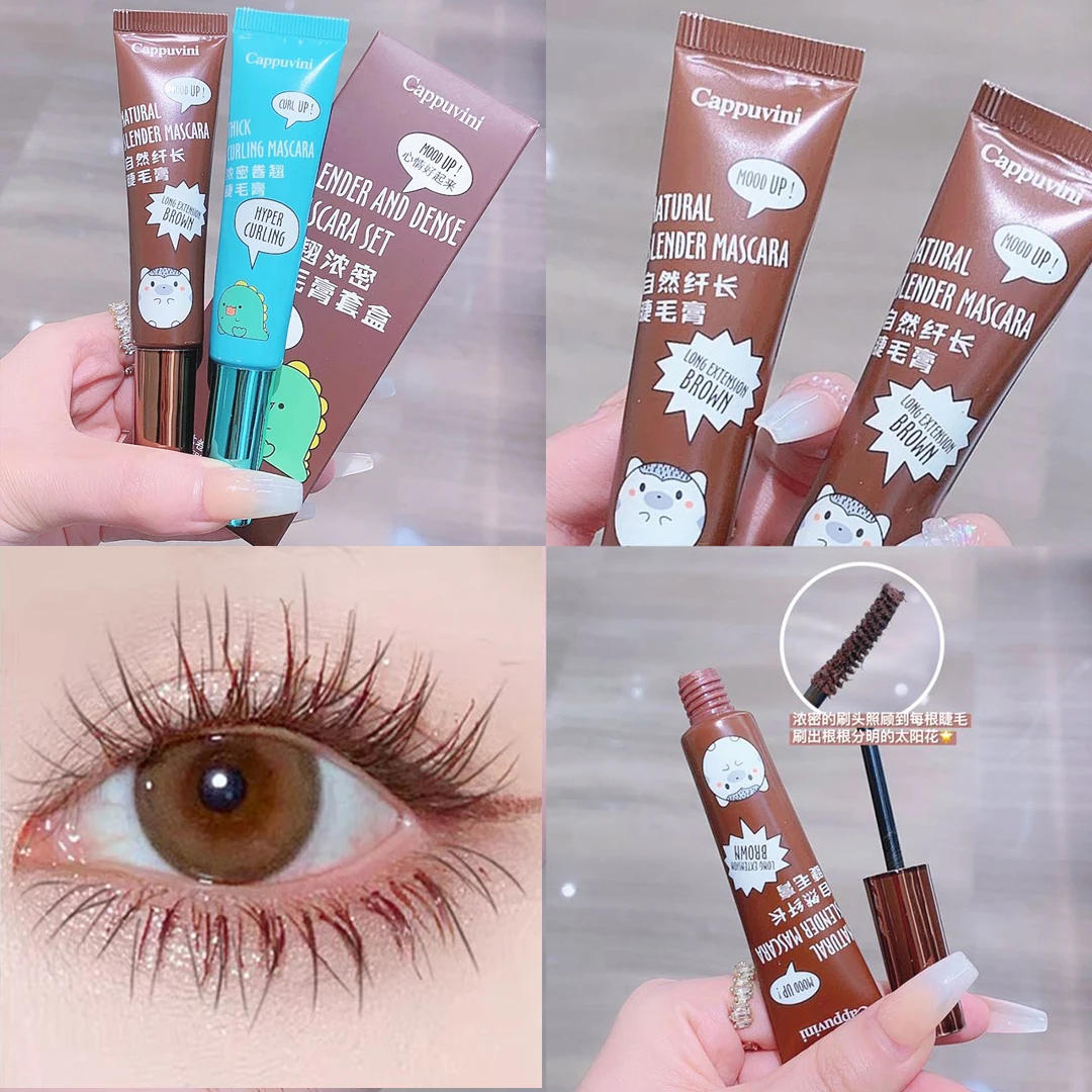 ماسكارا مقاومة للماء والتلطخ، أنبوب حيوان لطيف، تطويل وتجعيد، رموش ذات مظهر طبيعي، كابوفيني #2