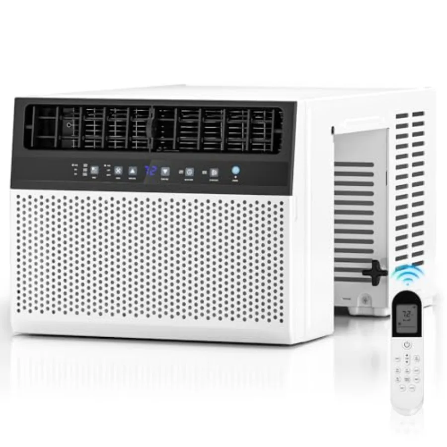 

U-shaped window air conditioner for home use, white ABS plastic, 10000 BTU cooling capacity, 6-in-1 functionality with cool/fan