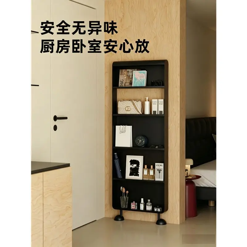 Living room and home use: multi-layer simple storage rack, vintage style magazine rack, narrow side cabinet behind the door