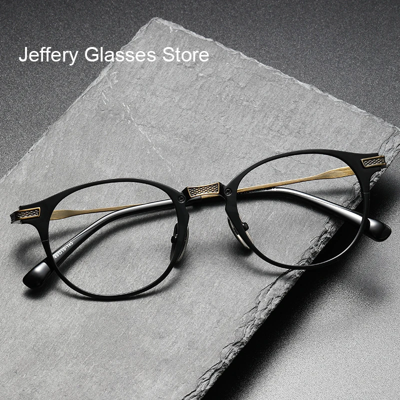 

Japanese Designer Retro Oval Men Glasses Frame Pure Titanium Women Myopia Prescription Eyeglasses Anti Blue Lens Gafas DRX2078