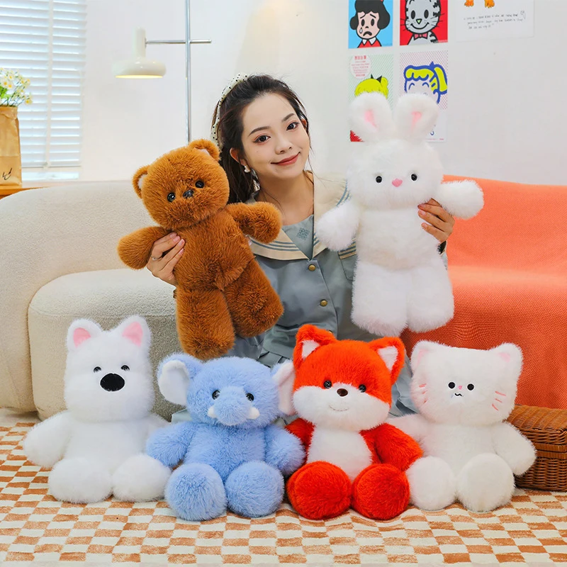 

Kawaii Plush Toy Cute Running Calico Cat Bear Rabbit Stuffed Doll Pillow for Kids Birthday Gift Girls Soft Cuddly Animal Plushie