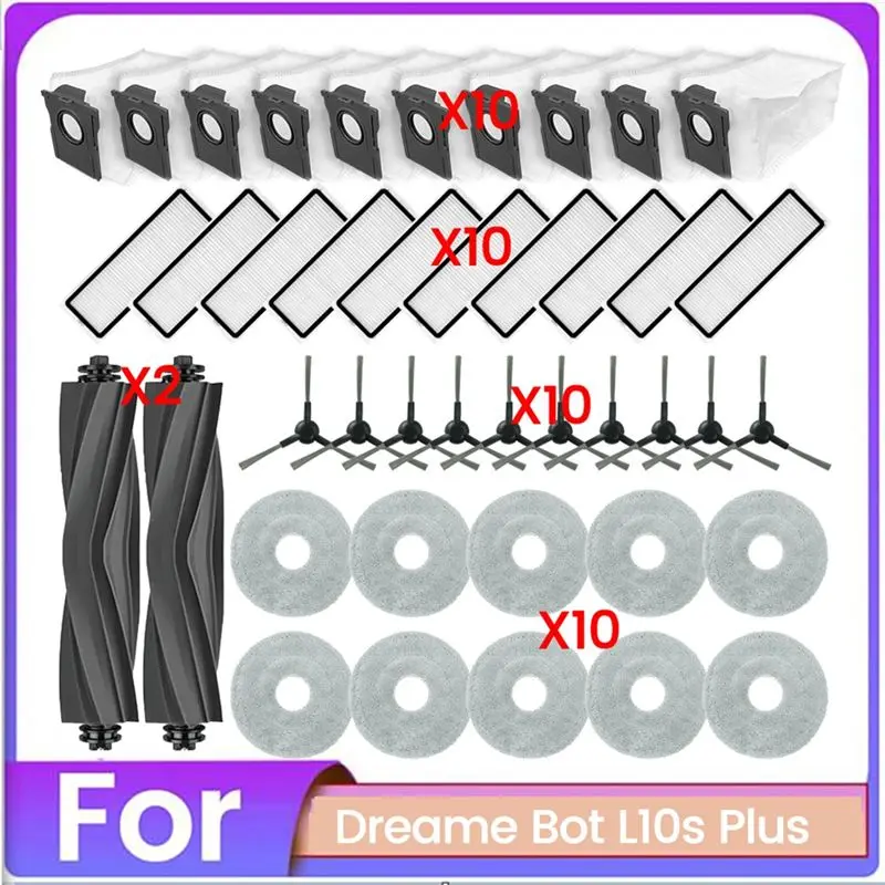 B50C For Dreame Bot L10s Plus Robot Vacuum Cleaner Brush Dust Bag Filter And Mop Cloth Replacement Spare Part Accessories Access