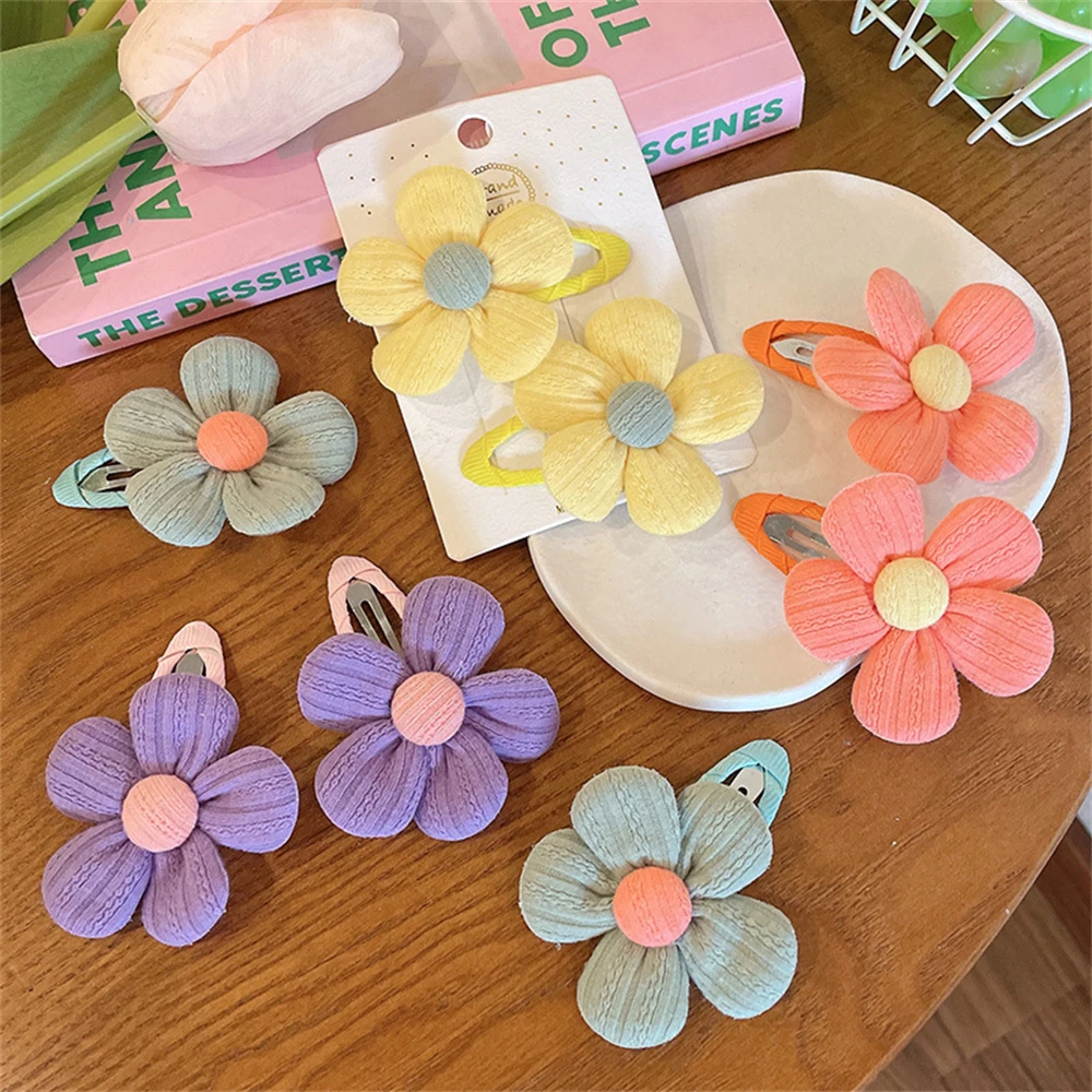 【4-Piece Set】Children\'s Cute Flower Hairpin Baby Broken Hair Clip Bangs Clip Kids Headwear Girl Hairpin Baby Headdress Wholesale