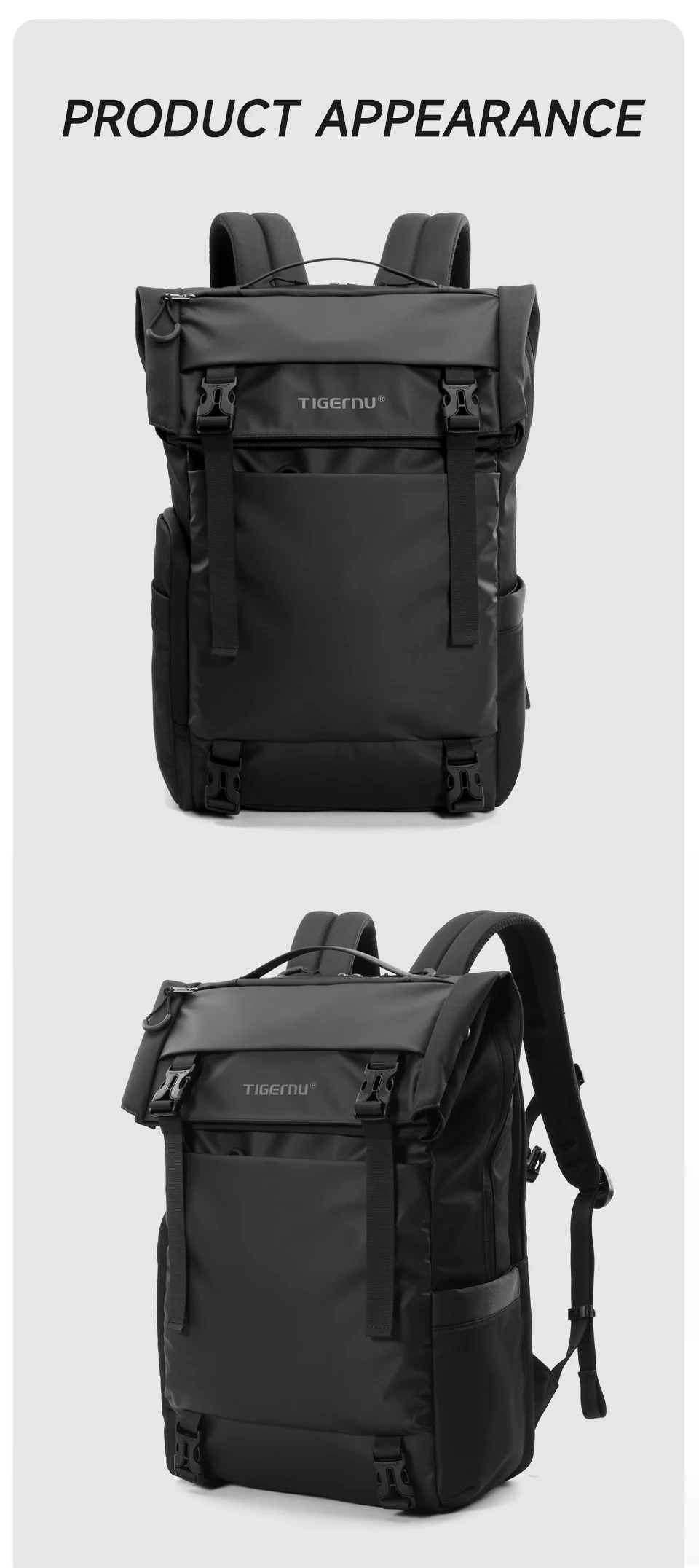 Tigernu Reiserucksack für Herren, TPU, wasserdicht, Rucksack für Herren, erweiterbar, Herrenrucksack, Business-Taschen, Schulrucksack – Detail 15