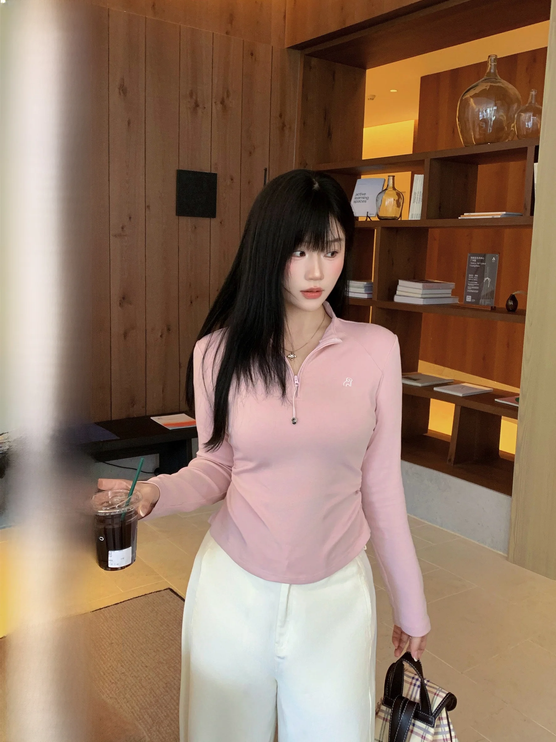 

Slim Fit Long Sve Knitted Top Women's f High Collar T-irt Inner Wear Spring New Sle Soft Cotton Polyester Blend