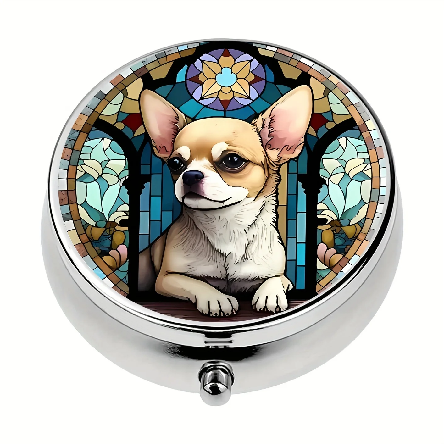 Chihuahua Dog Pill Box,3 Compartment Medicine Pill Organizer,Mini Box,Travel Portable Box,For Pocket Or Purse Box