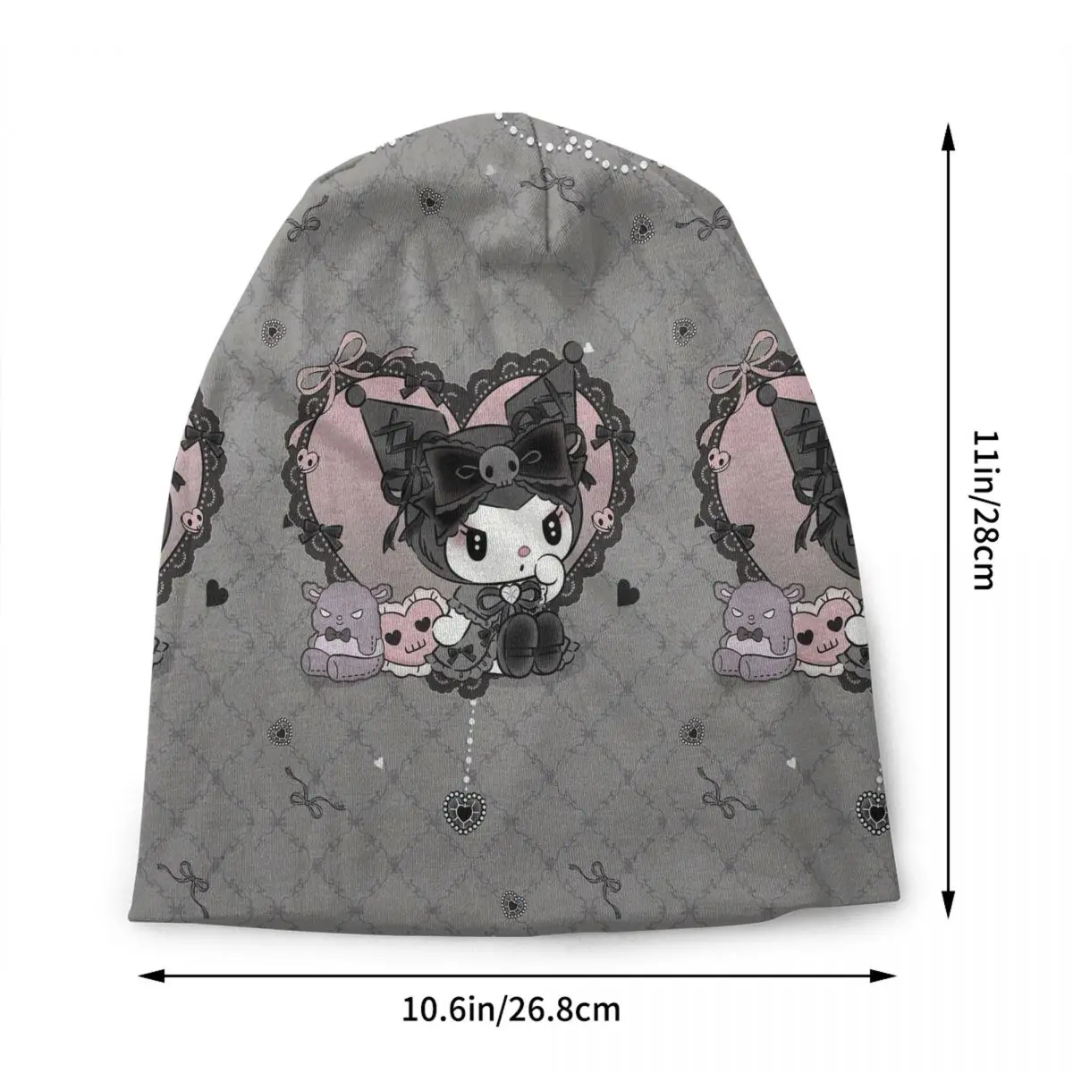 مخصص الكرتون Kuromi Skullies Beanies قبعات للجنسين شتاء دافئ محبوك قبعة موضة الكبار أنيمي بونيه القبعات قبعة تزلج في الهواء الطلق