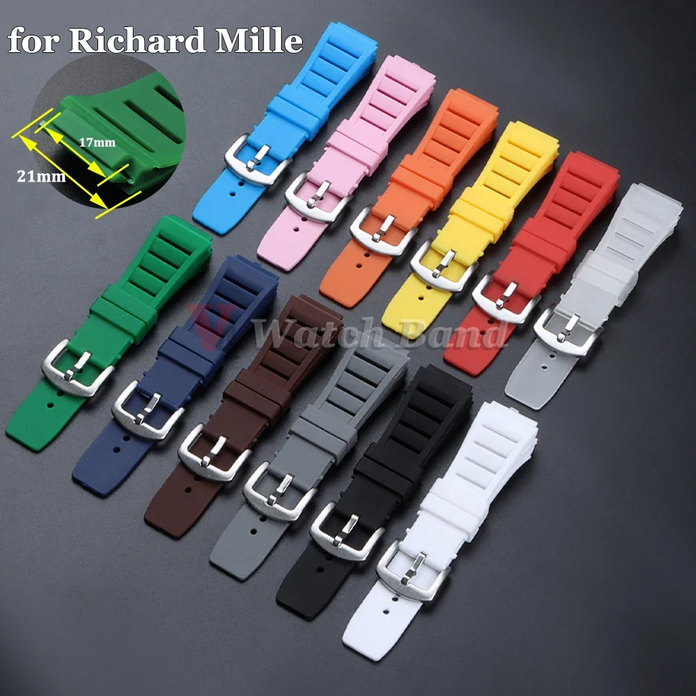 New Rubber Watchband Replace for Richard Mille Straps for RM011 Mille Bracelet Watch Band 21*7mm Men Watches Accessories