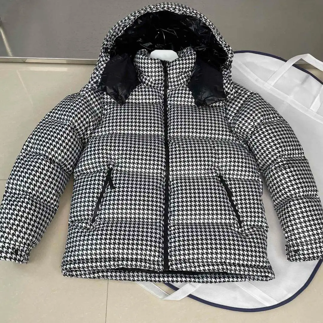 

Small grid stripes Classic men's winter down jacket Detachable hood 95% white duck down +5% feathers warm NFC casual coat