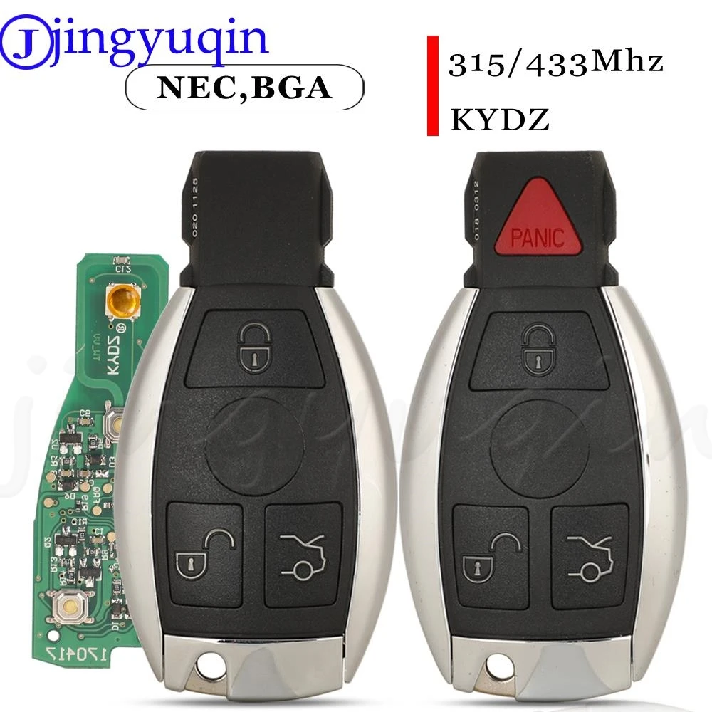 Jingyuqin 3/4 Buttons BGA/NEC Remote Key 315/433Mhz KYDZ Board For Mercedes Benz Year 2000+ Supports Dual Battery