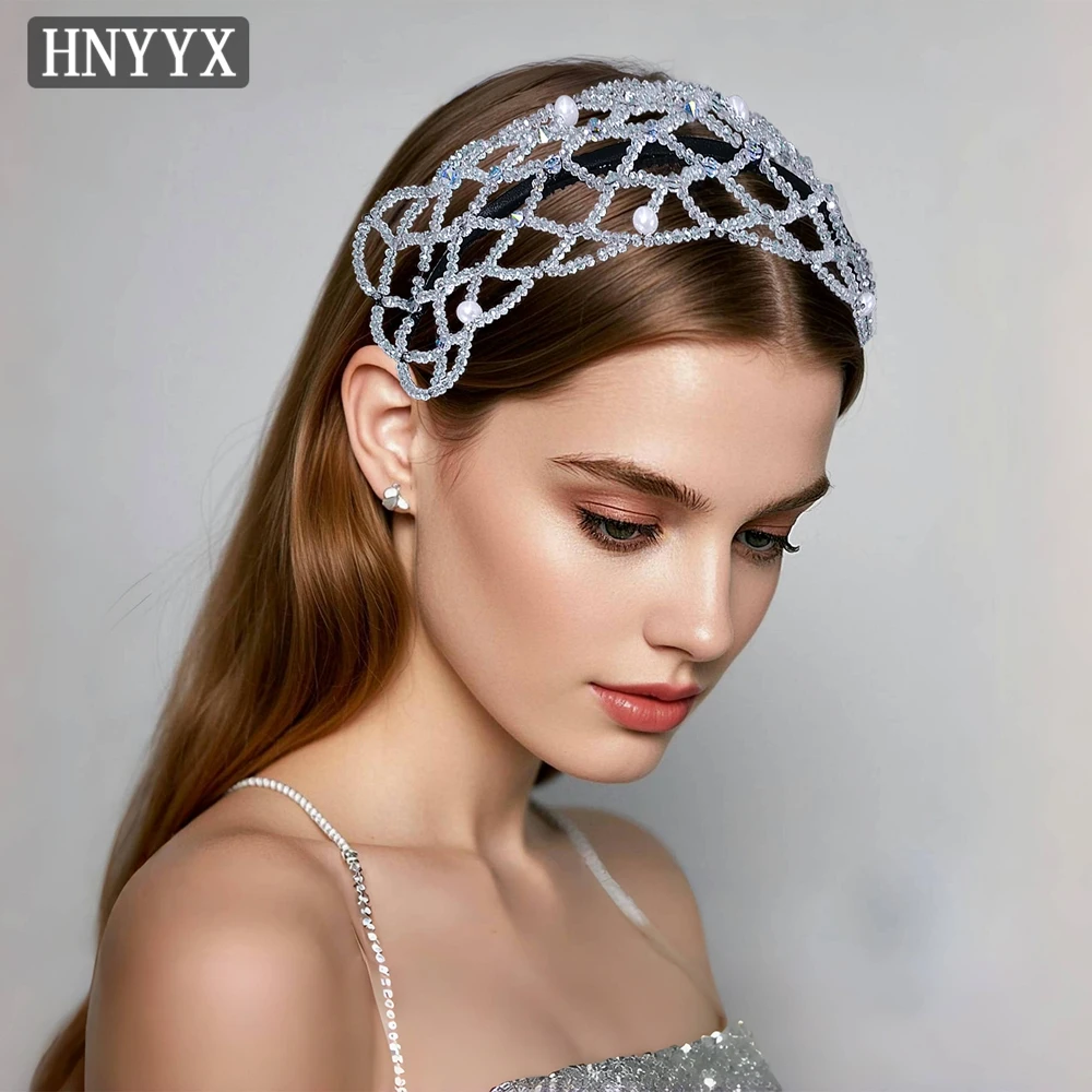 

HNYYX Baroque Wide Hairband Crystal Hair Hoop Pearl Hair Piece Vintage Hair Accessories Party Wedding Headwear For Women A129