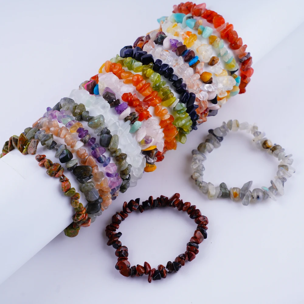 30Pcs/Lot Fashion Irregular Gravel Natural Stones Extention Adjustable Bracelets for Women Girls Hand Jewelry Party Gifts