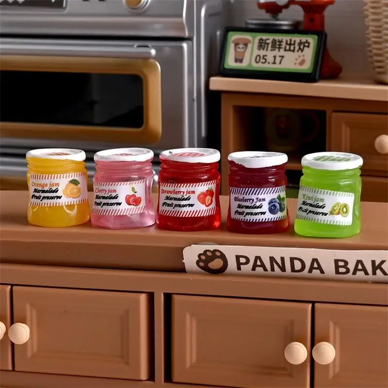 12Pcs/Set 1:12 Jam Jar Model Food Toy Home Ornaments Miniature Simulation Doll House Accessories Kids Pretend Toys Gifts
