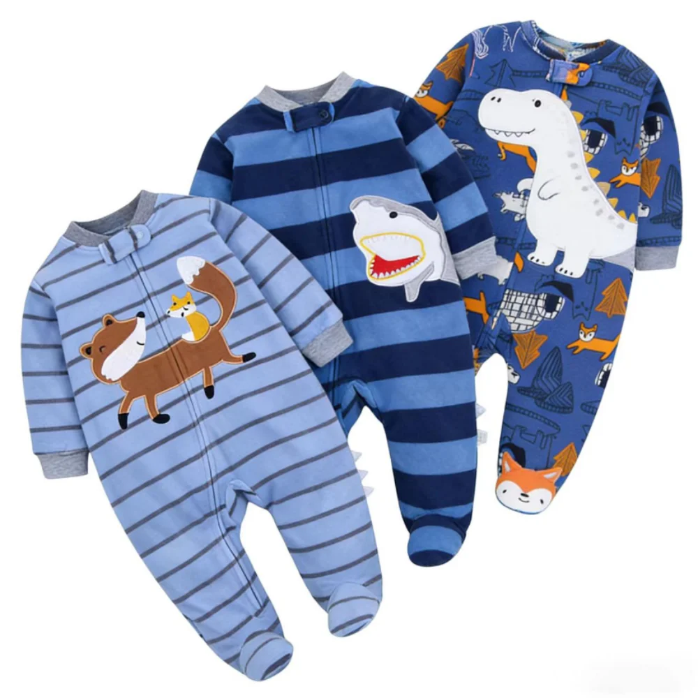Macacão para Bebê Recém-Nascido Primavera Outono em Fleece com Zíper, Pijamas para Meninos e Meninas, Roupa de Animal para Bebês de 0 a 12 Meses