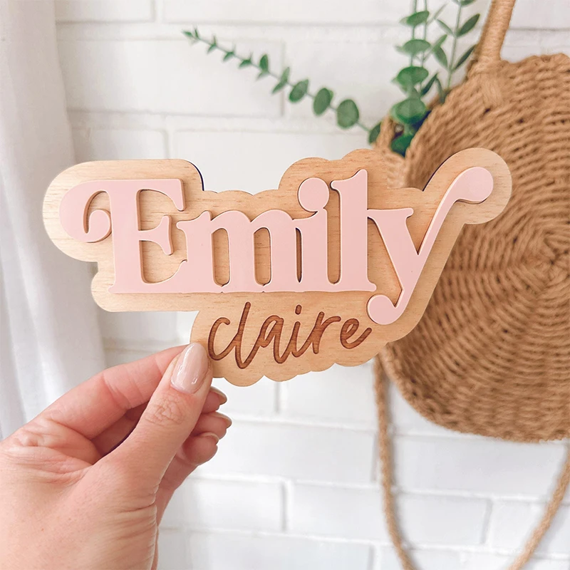 Custom Baby Name Sign Personalized Wooden Baby Birth Announcements Baby Shower Gifts Newborn Name Plaque