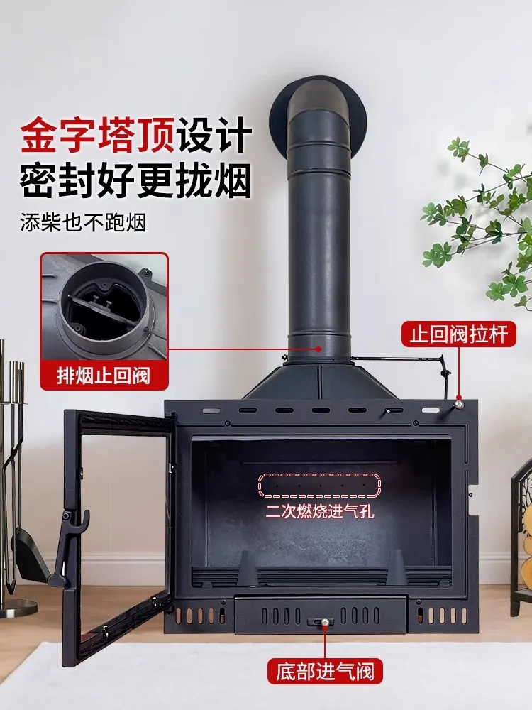 مدفأة فيلا ترو مدفأة منزلية مدمجة في المنزل، موقد تسخين ريفي أمريكي، مدفأة حطب فيلا من الحديد الزهر